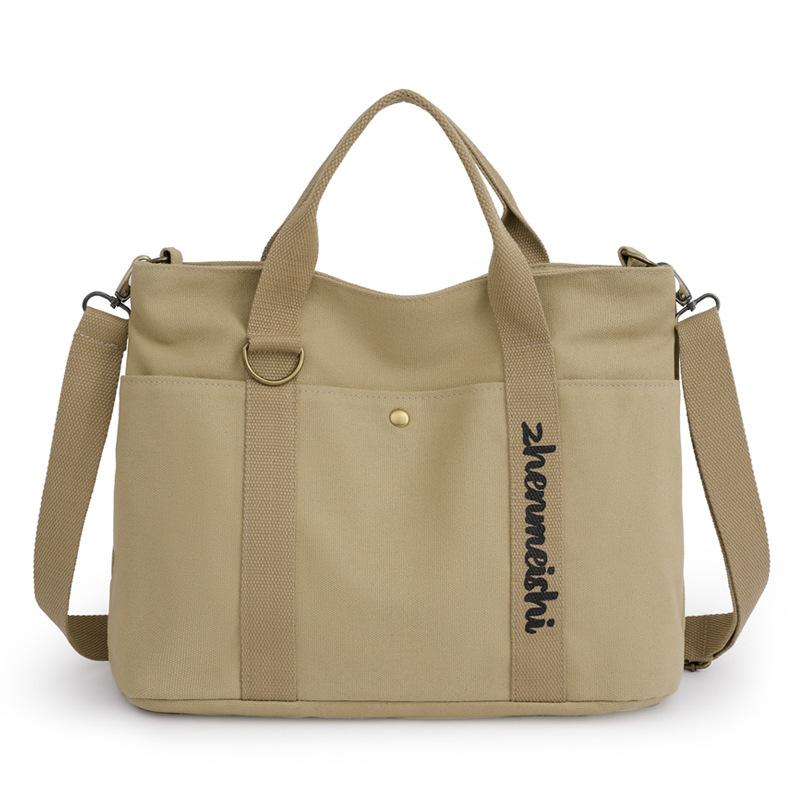 New Women's Bag Large-capacity Canvas Handbag Simple Casual Shoulder Bag Fashionable Short-distance Lightweight Travel Bag