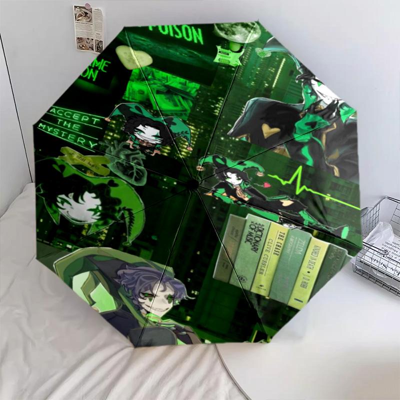 Green Jester Collage Automatic Umbrella - Suitable Travel Outdoor Portable Umbrella Birthday Gift Daily Essentials