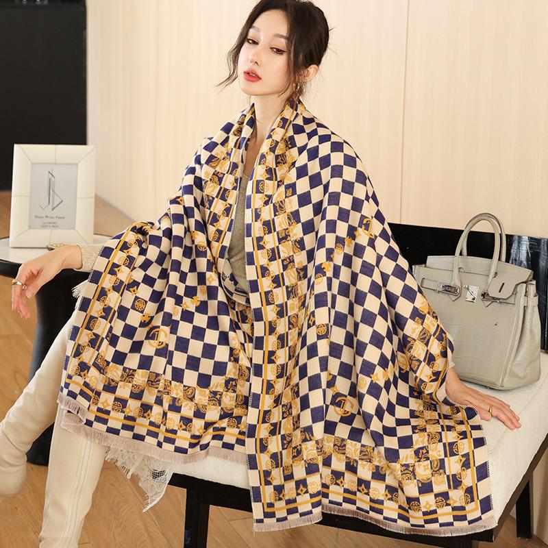 65 * 190cm Autumn And Winter New Women'S Solid Color Versatile Simple Tassel Imitation Cashmere Double-Sided Scarf Warm Scarf Atmosphere Shawl
