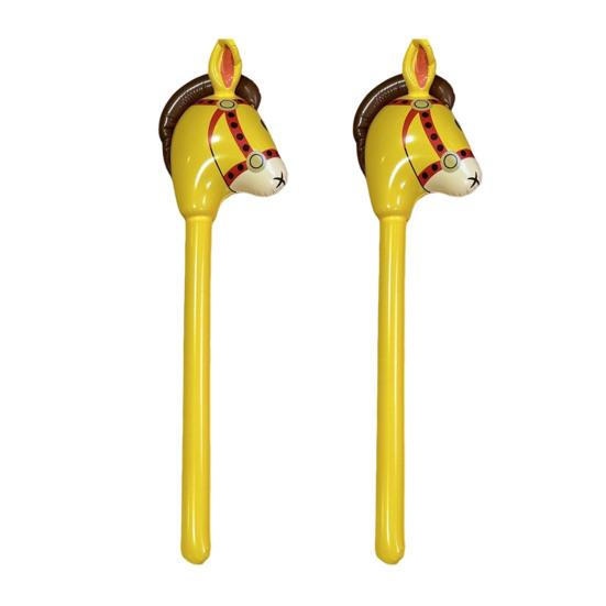 2Pcs Inflatable Stick Horse 39" PVC Kids Inflatable Horse Toy Easy Inflate Deflate Party Decoration for Horse Cowboy Carnival Christmas Birthday