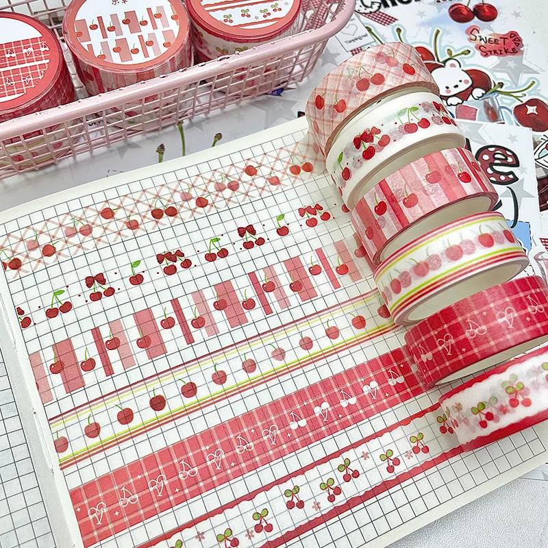 6pcs/lot Strawberry Apple Fruit Tape Cute Cartoon Creative Decorative Washi Tape School Stationery