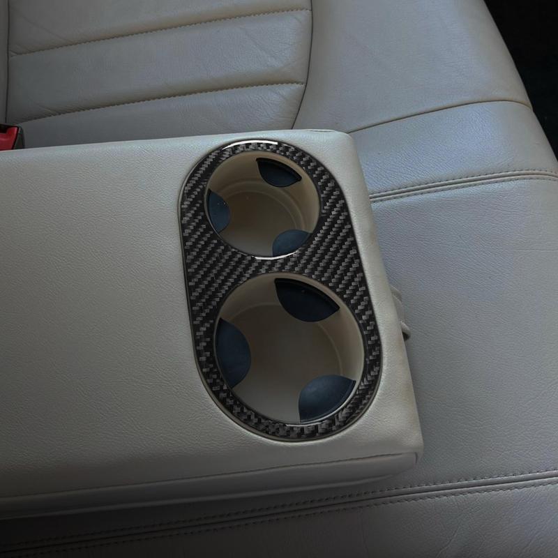 Real Carbon Fiber Car Accessories Rear Cup Holder Panel Decorative Trim Cover Soft Sticker For Jaguar X-TYPE X400 2001-2009