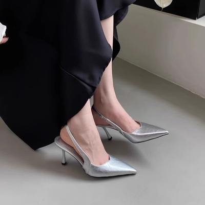 Fashion Elegant High Heels Women Sandals Pointed Toe Sexy Heeled Shoes Luxury Brand Slippers 2025 Pumps Summer New Mujer De Sandalias