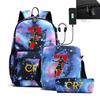 Sports Casual CR7 Backpacks 3pcs Simple Lightweight Capacity Teens Laptop School Bags Women Men Travel USB An-ti Lock Mochilas