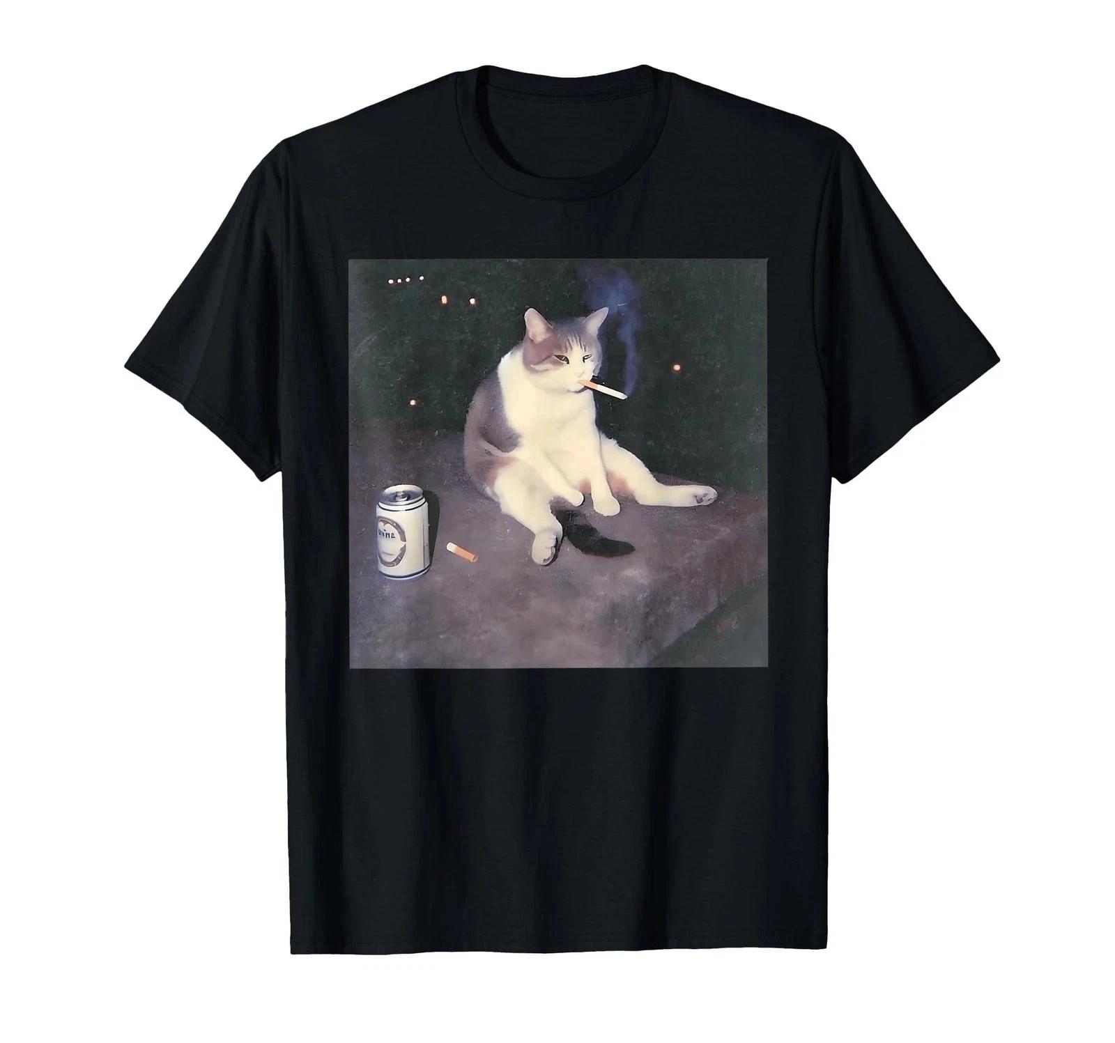 Funny Smoking Cat Meme T shirt S