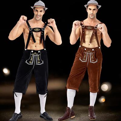 Mens Oktoberfest Lederhosen Beer Bavarian Fancy Dress German Dungarees Costume