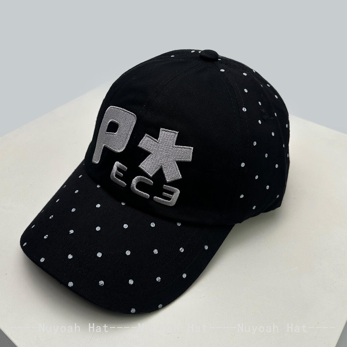 

New Men Women Korean Polka Dot Embroidered Letters Baseball Hats Sunshade Personal Versatile Street Peaked Caps Fashion Retro 52-60cm
