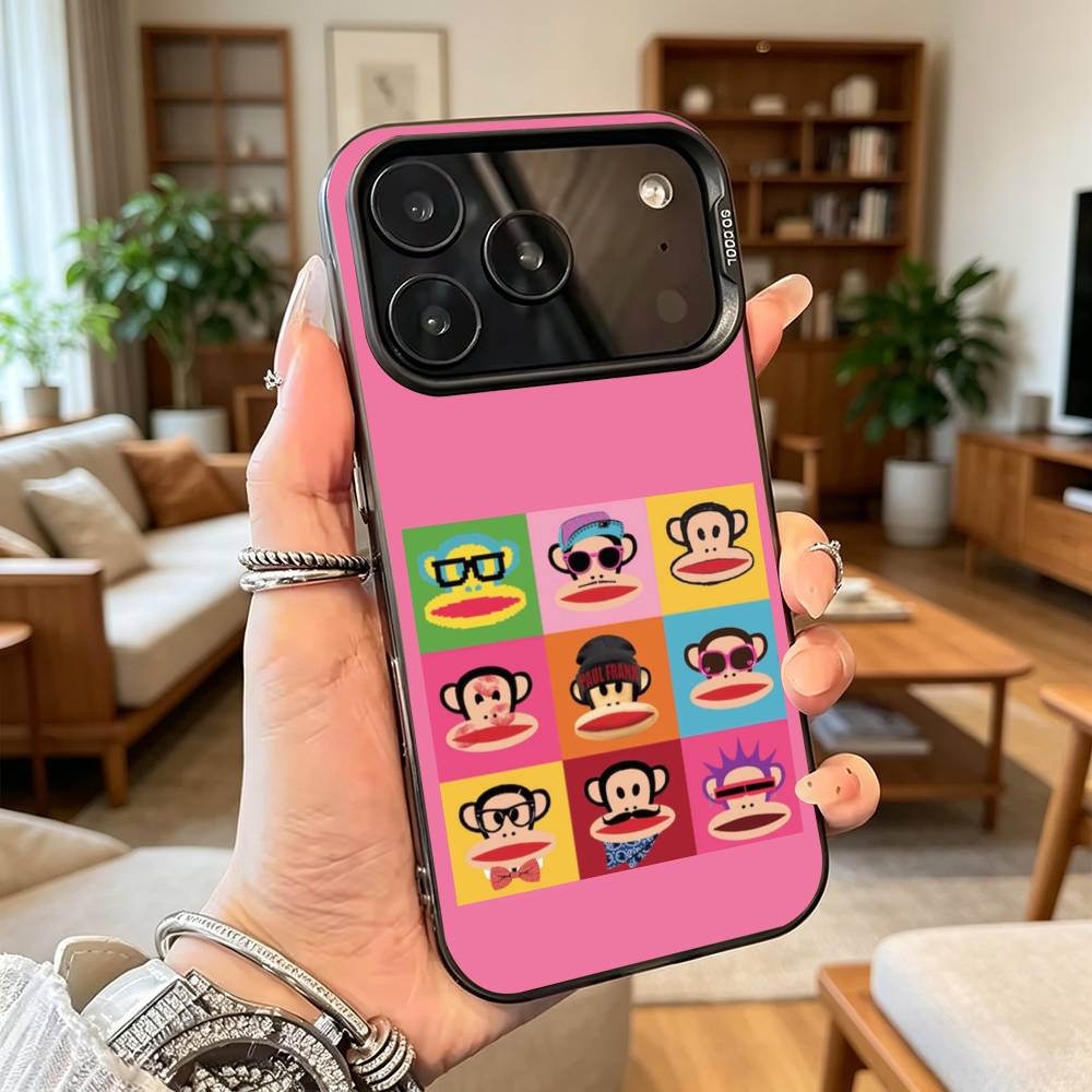 P-Paul f-Frank Fashion Logo Phone Case For iPhone 17,16,15,14,13,12,11 Plus,Pro Max,XS,Colored Silver Plated Inside Cover iPhone12PRO