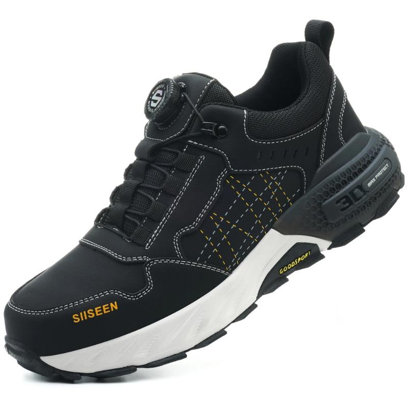 Rotating Button Men Sports Shoes Protection Boots Safety Shoes Men Anti-smash Anti Puncture Work Shoes Non-slip Steel Toe Shoes