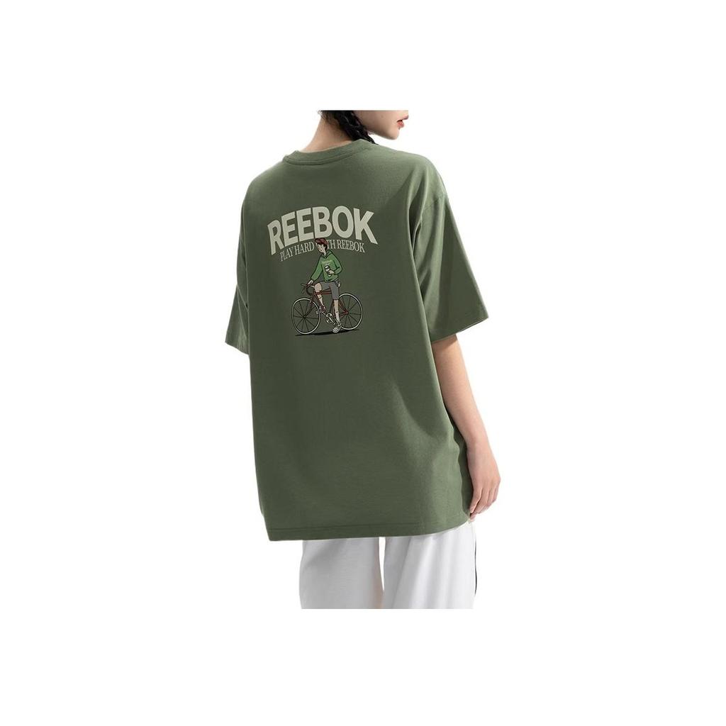 Reebok American Style Comfortable Versatile Casual Loose Short Sleeve T-Shirt Unisex Tops Light-Army-Green 24SRM435UGL2