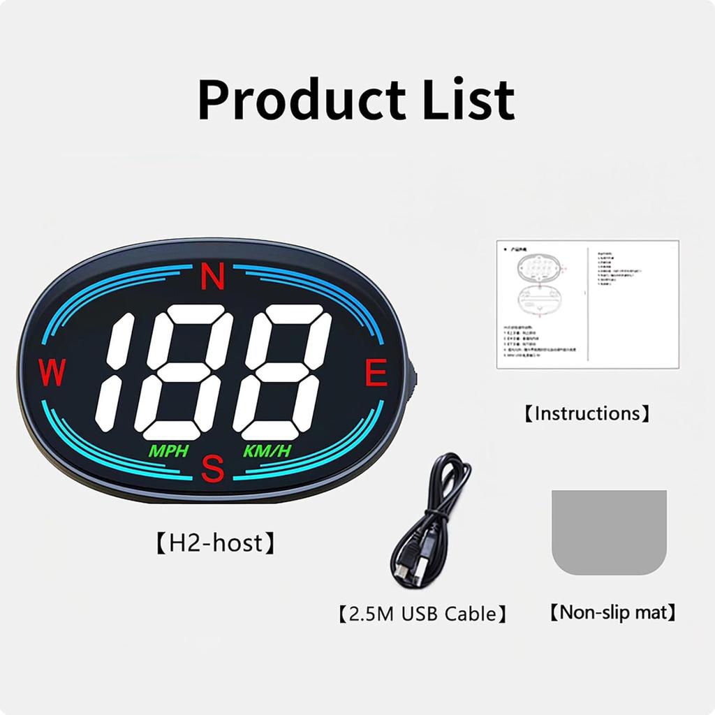 H2 GPS Speedometer Digital Speedometer GPS HUD Universal All Cars Head Up Display Vehicle Speed Compass MPH KMH Speed Gauge Plug And Play
