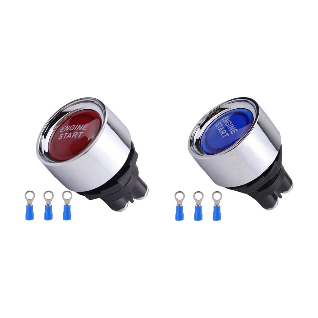 Engine Start Push Button Switch 50A 12V ABS Material Automatic Reset LED Indicator for Truck Tractor ATV UTV Generator