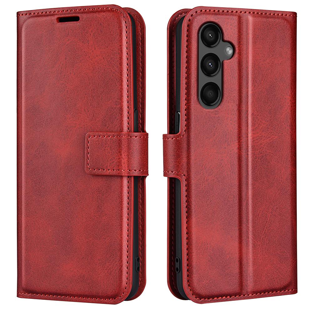 

For Samsung Galaxy A15 5G Case Wallet Stand PU Leather Calf Texture Phone Cover Red