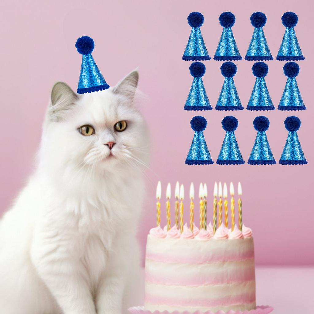 12Pcs Mini Small Dog Hat Cat Birthday Party Hat Reusable Puppy Cap Creative Kitten Cap Costume Accessories for Party Birthday