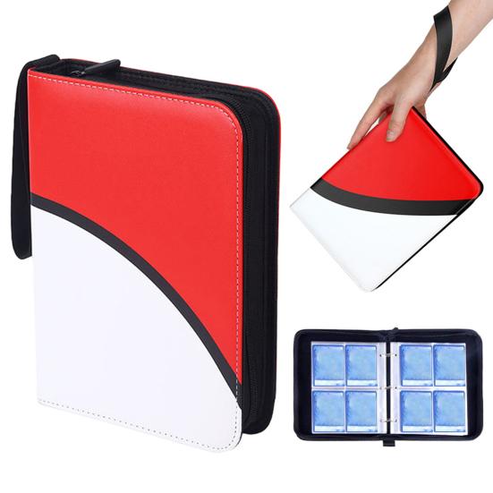 Card Binder with 50 Removable Sleeves Large Capacity Zipper Closure Lightweight Portable Card Collection Binder Game Card Holder
