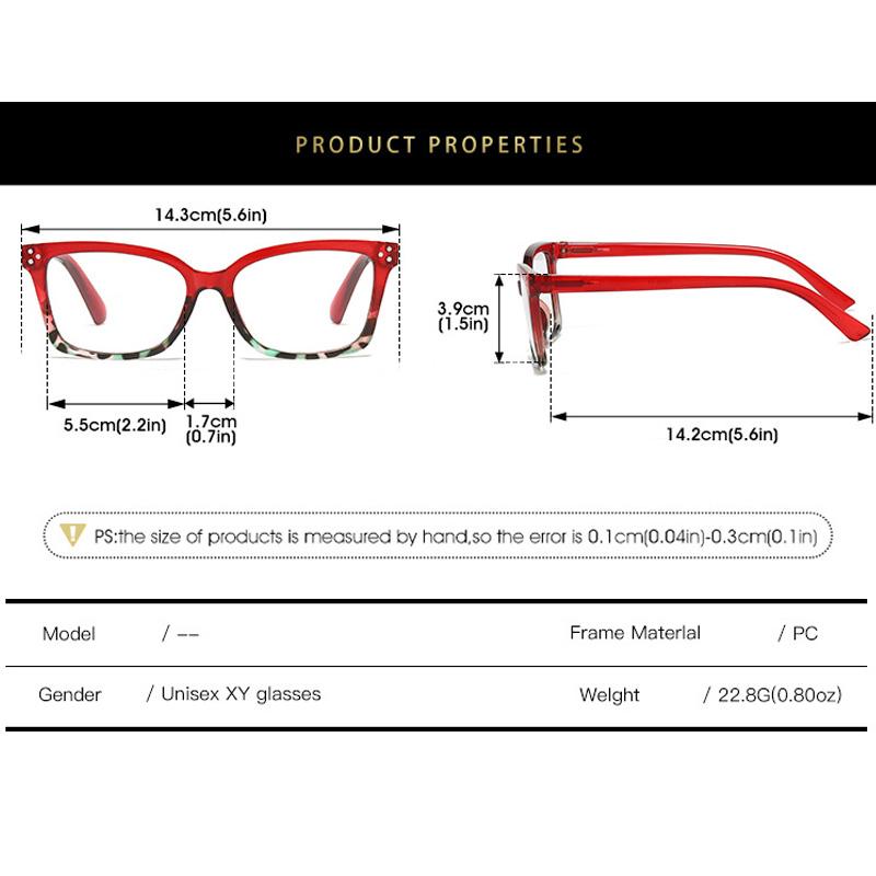 Fashion Square Rice Nail Women Frame Reading Glasses Photochromic Anti Blue Ray Hyperopia Eyeglass Classic Brand Design