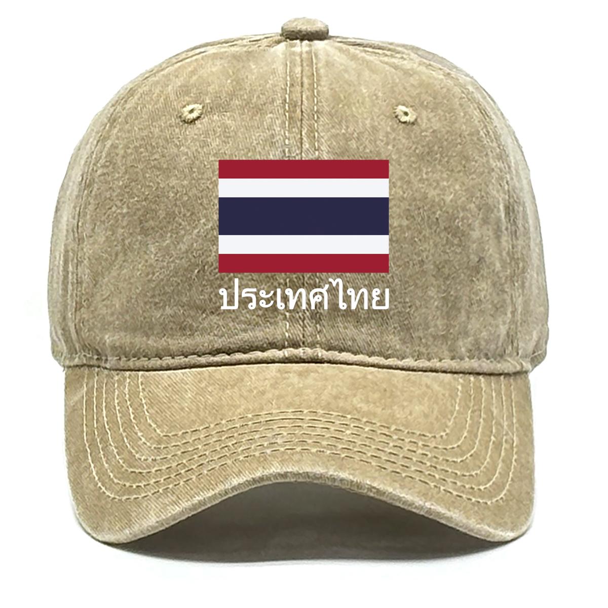 

Flag of Thailand Print Adjustable Sun Hat, Patriotic Mesh Hat Fit Cozy Summer Cotton Snapback Baseball Hat as the picture хаки