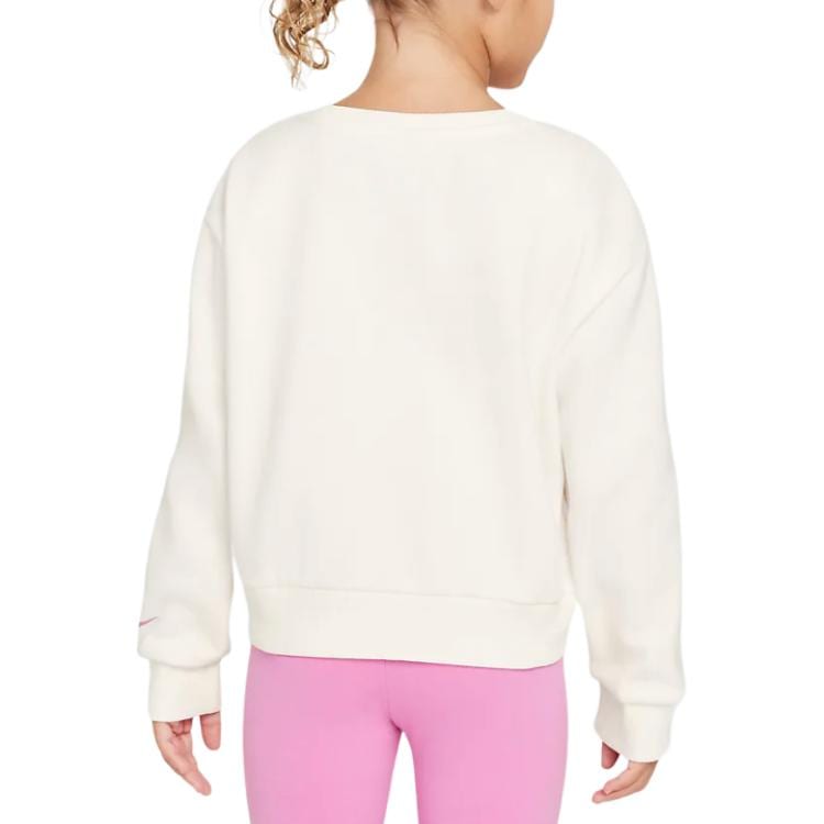 Nike Sweatshirt Swoosh Spirit Crew Neck Pullover Fleece Lined Drop Shoulder Sleeve Long Sleeved Sail White HQ8506-133