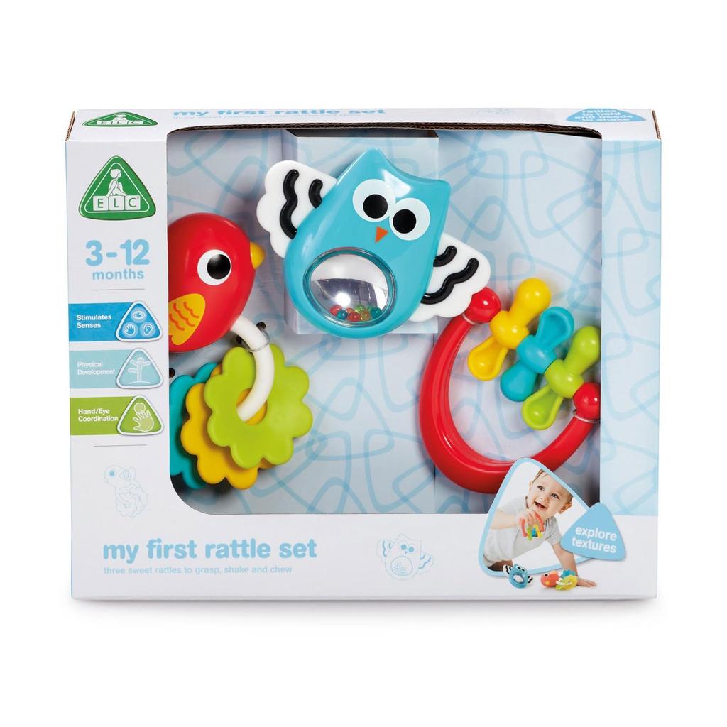 Early Learning Centre My First Rattle, 3-Piece Set for Baby Toys from 3 Months Old, Baby Toy, Baby Gift, 200381, Authentic