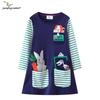 2025 Spring/Autumn European & American Girls' Knitted Cotton Cartoon Princess Long Sleeve Dress