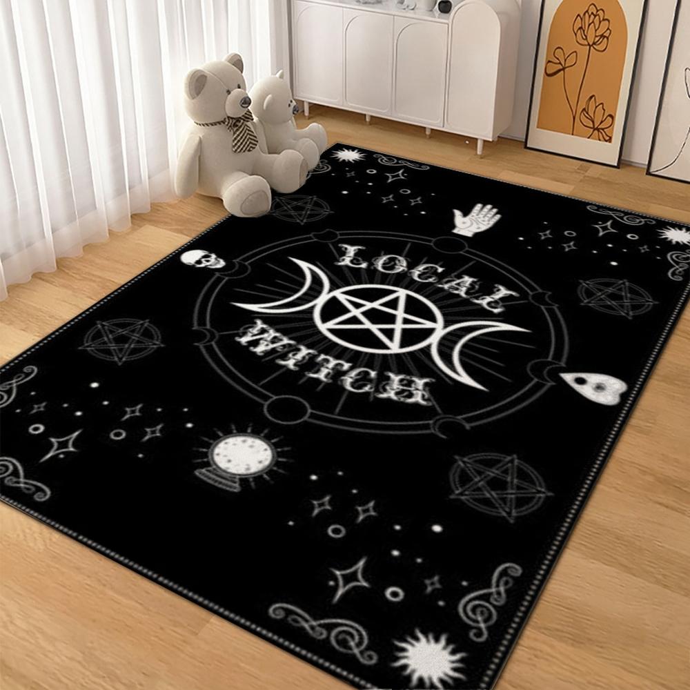 Dark Occult Pentagram Ritual Theme Indoor Rug Allseason Carpet For Bedroom Study Home Decor Halloween Gift