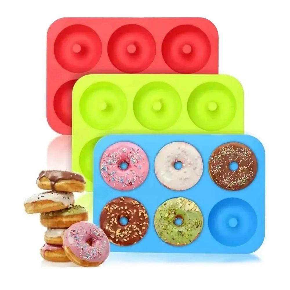 6 Löcher Silikon-Donutformen Antihaft-Silikon-Donut-Backform-Set, Leicht zu entformen Hitzebeständig und Spülmaschinenfest.