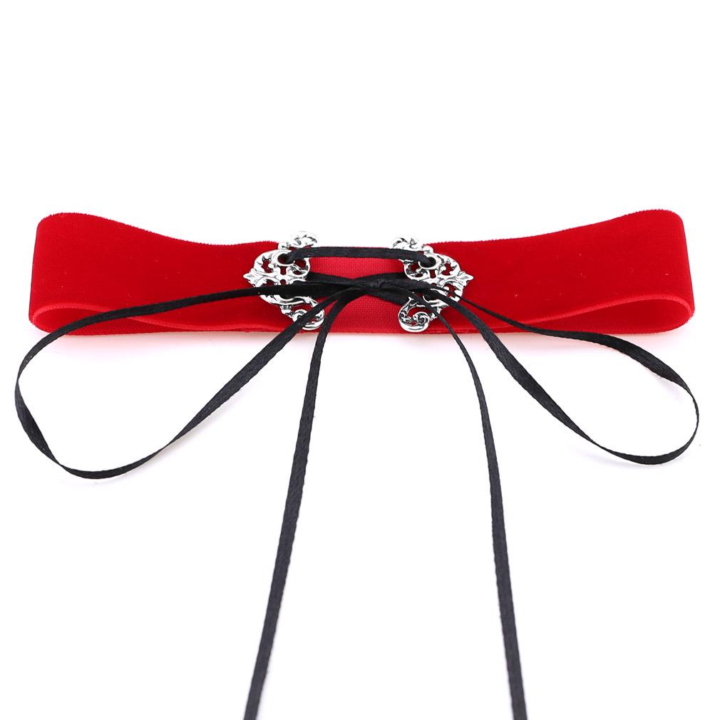Wide Velvet Choker, Hollow Alloy Pendant Soft Velvet Streetwear Neck Collar