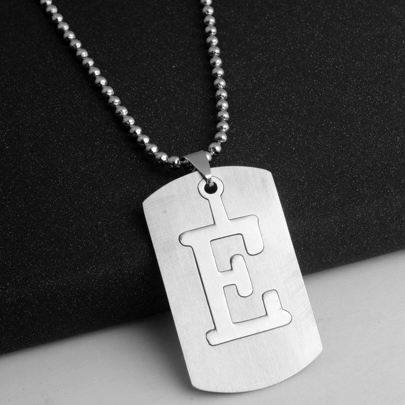 HNSP Stainless Steel Initials Pendant Chain Necklace For Men Women 26 Letter Name Accessories