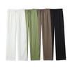 Spring European & American Style Elastic Waist Tie Detail Straight Leg Pants