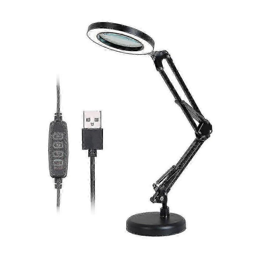 Lupe mit 64 LEDs Schreibtischlampe 8-fache Vergrößerung 10 Stufen Einstellbare Helligkeit Dimmbar - JA