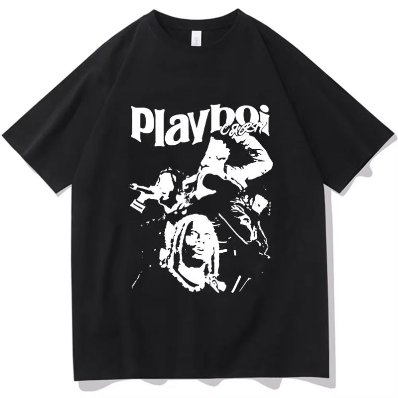 Playboi Carti Álbum de Música Whole Lotta Red Camiseta Estampada Ropa Unisex Camiseta Vintage de Rapero Hip Hop Tops Casuales de Verano Góticos