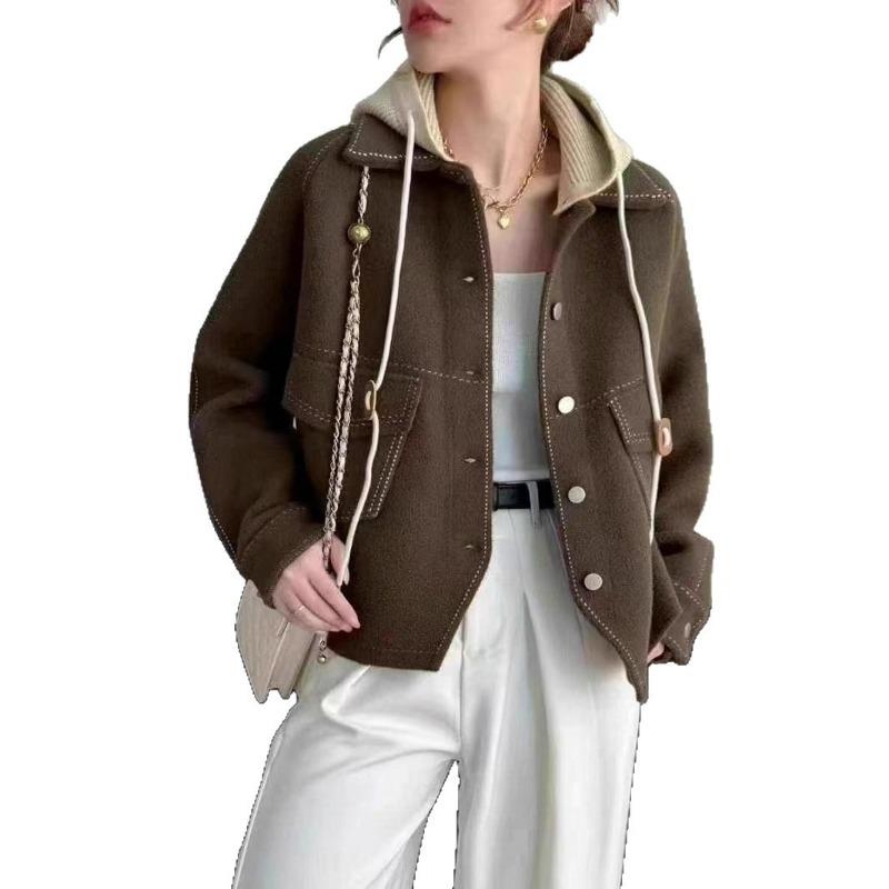 Knitted hooded jacket, winter new fashion versatile loose and thin top women