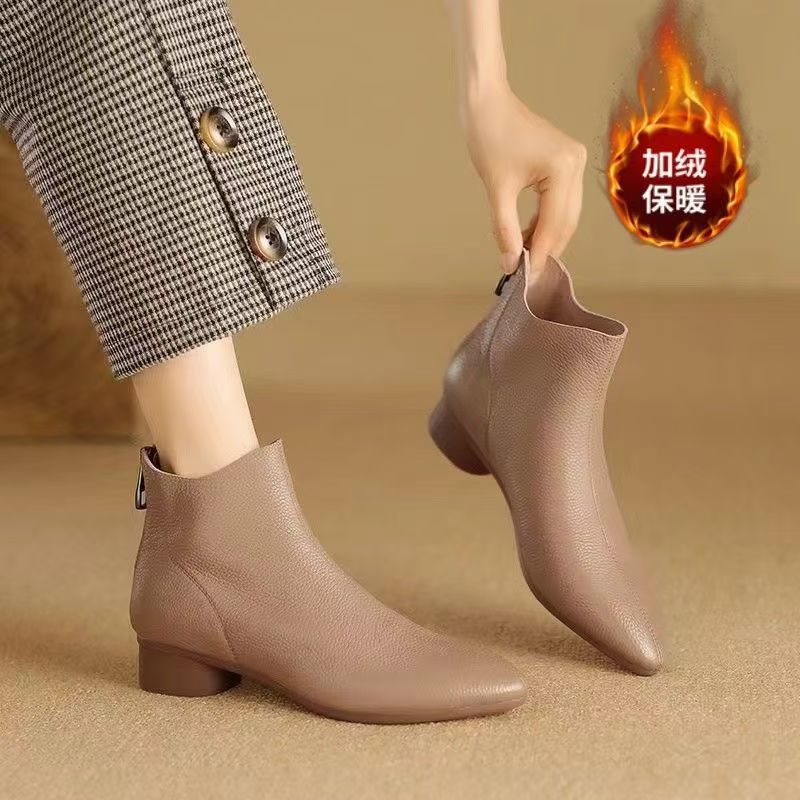 Shoes for Women High Quality Ankle Women's Boots Plus Size Modern Boots Women Pointed Toe Low Heel Back Zip Shoes Female
