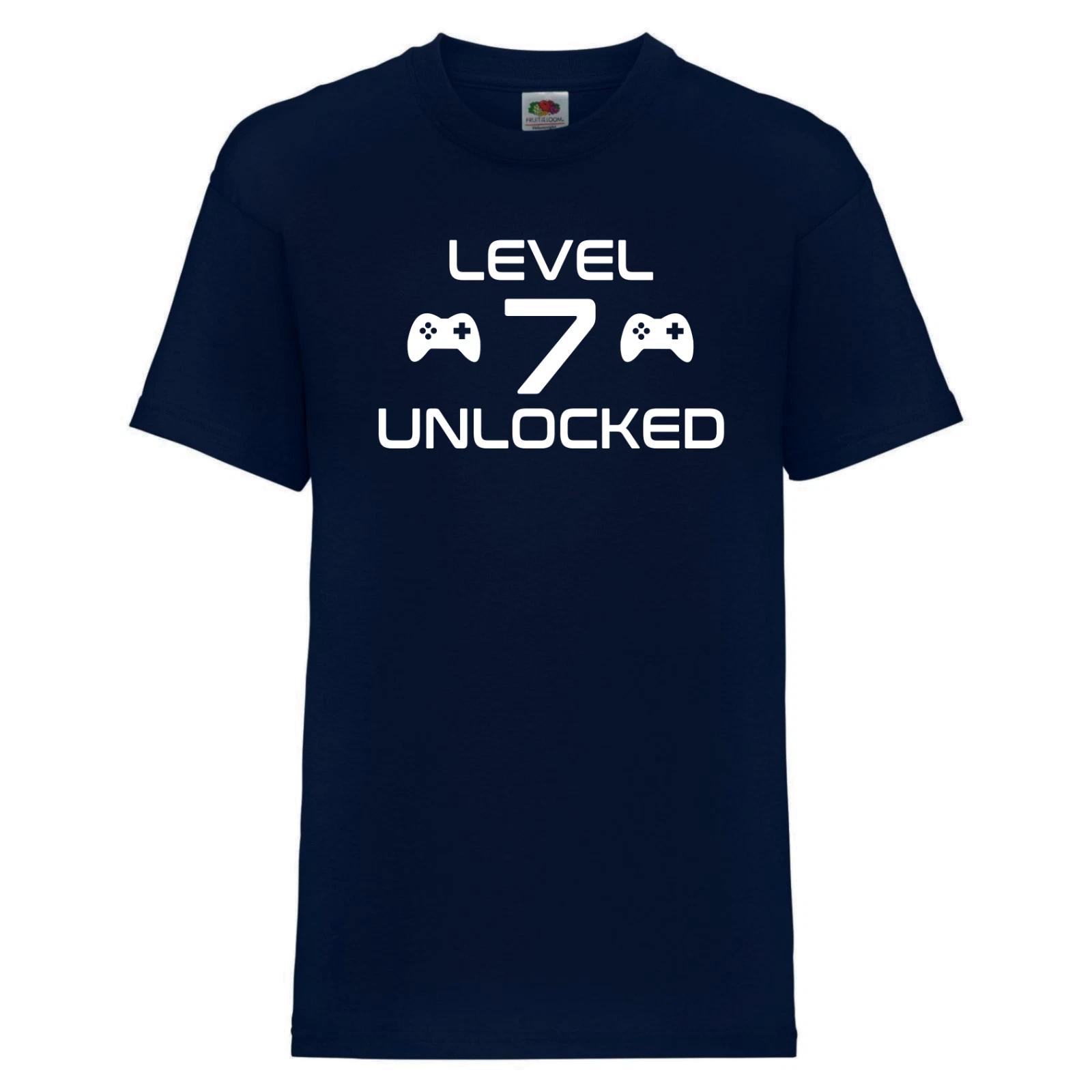 Level 7 Unlocked T-Shirt - Gift for 7 year old birthday, 7th birthday t Shirt M