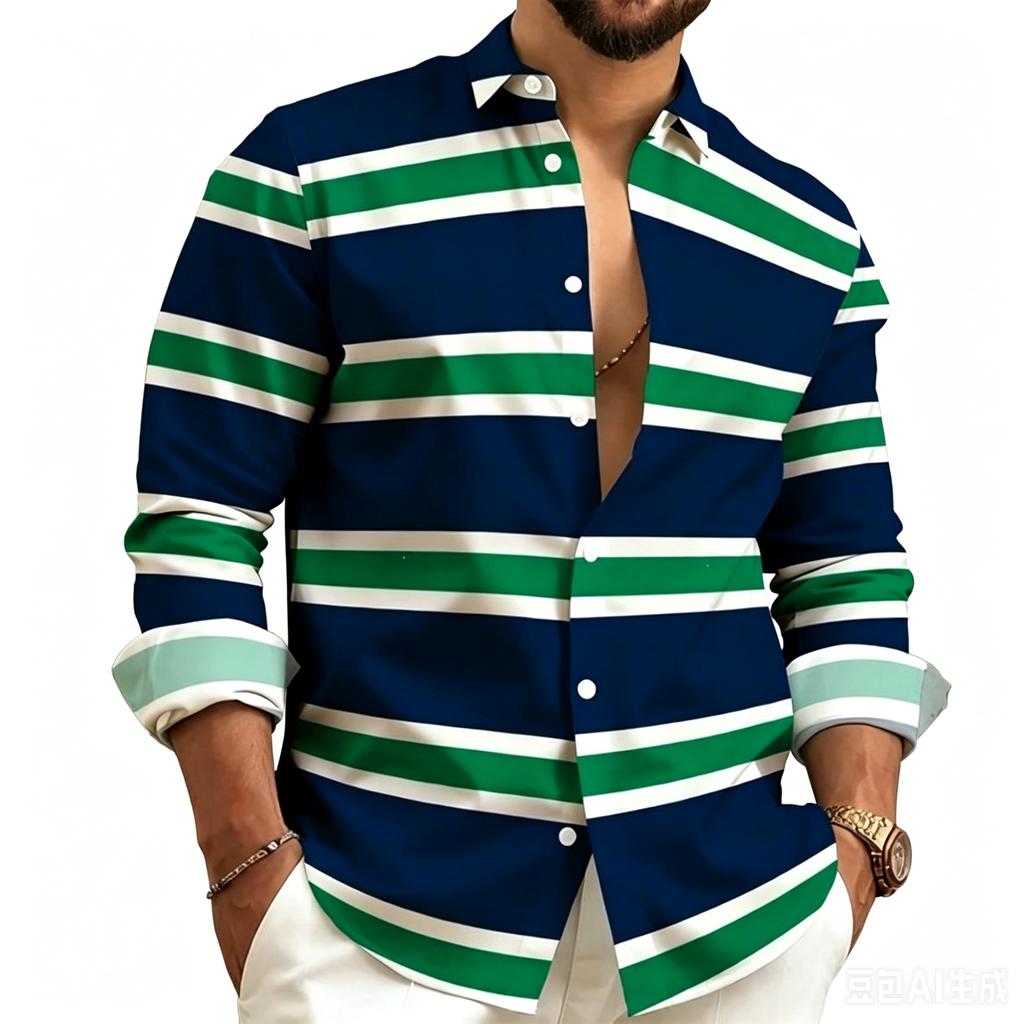 Herren Business Casual Langarm Gestreiftes Hemd für Arbeit Alltag