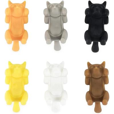 6 Stück/Set Kätzchen Weinbecher-Erkenner Tragbar Hängend Miau Weinglas-Markierer Werkzeuge Küche Silikon Katze Clip Etikettierbedarf