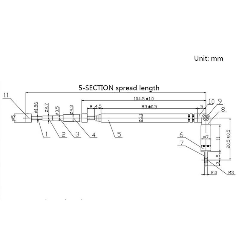 1Pc 37cm 5 Section Telescopic Stainless Steel AM FM Radio Universal Antenna