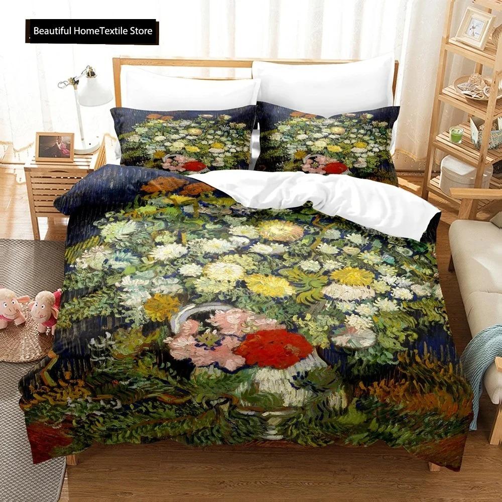 Abstrakt Van Gogh Oljemålning Påslakanset King Queen Storlek Täcke Överdrag För Barn Pojkar Flickor Tonåringar Polyester Sängkläder