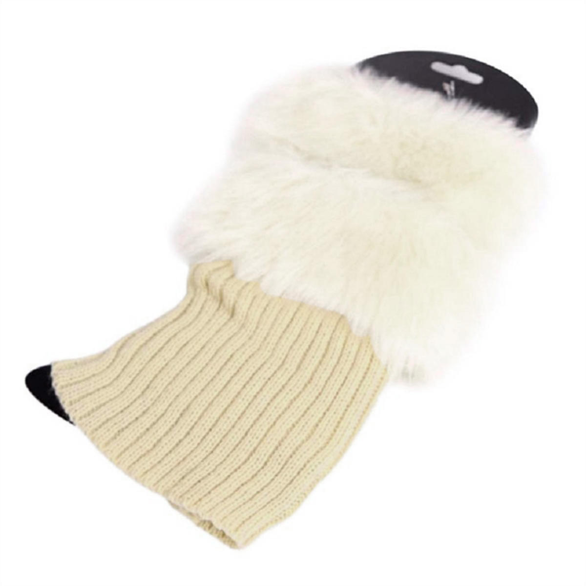 

1 пара вязаных манжет для ботинок, уличные зимние гетры, чехол, женские, вязаные крючком, отделка мехом, носки-топперы для ботинок one size покинуть белый