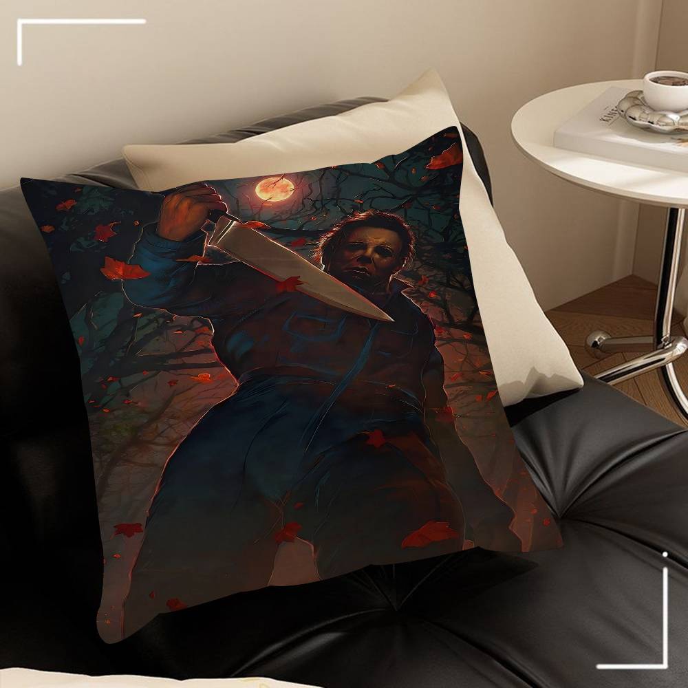 Horror Movie Characters Wall Art Michael Myers Halloween Pillow Cover Sofa Cushion Cover Home Room Decoration Children Gift