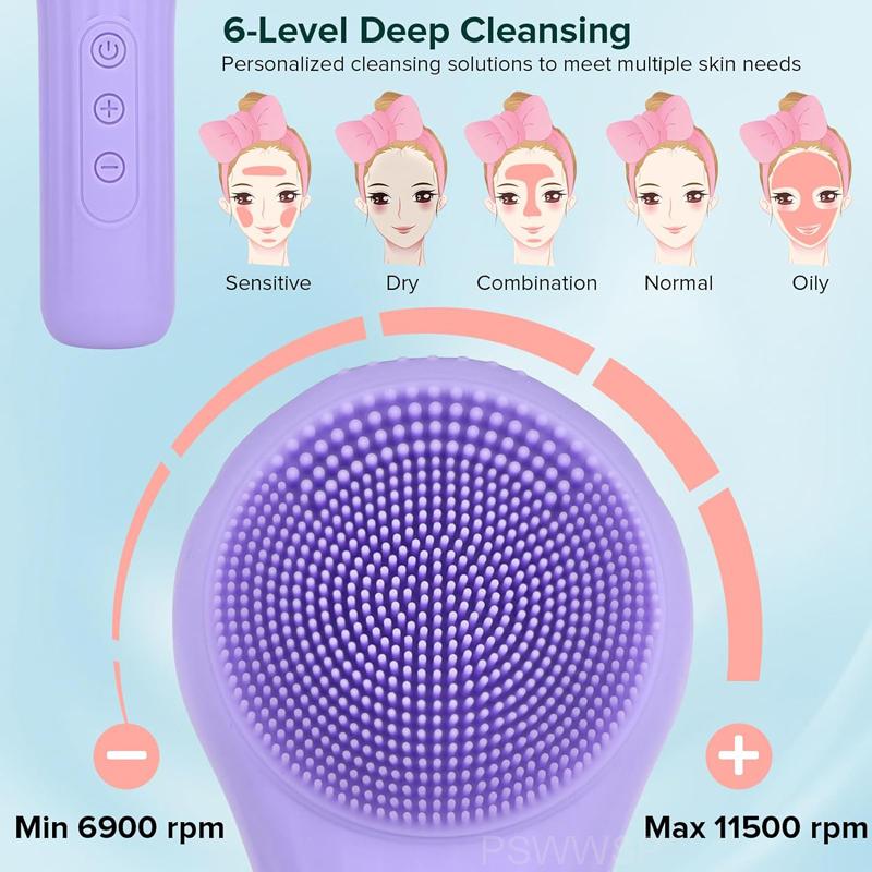 Electric Silicone Facial Cleanser Brush Sonic Vibration Skin Care Cleansing Tools Beauty Cleaning Face Scrubber Cleanser Brush