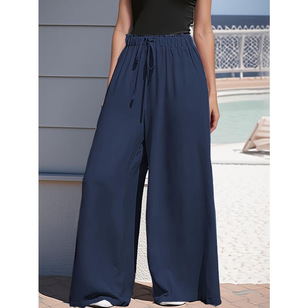 Large-sized Women's Wide-leg Loose Drawstring Casual and Fashionable Trousers