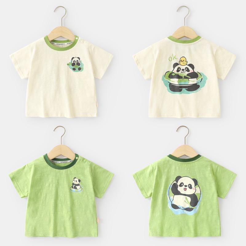 

Одежда SingleBaby, повседневная футболка из бамбукового хлопка с короткими рукавами, летняя одежда для мальчиков и девочек, летние топы с половиной рукавов для маленьких детей 73CM