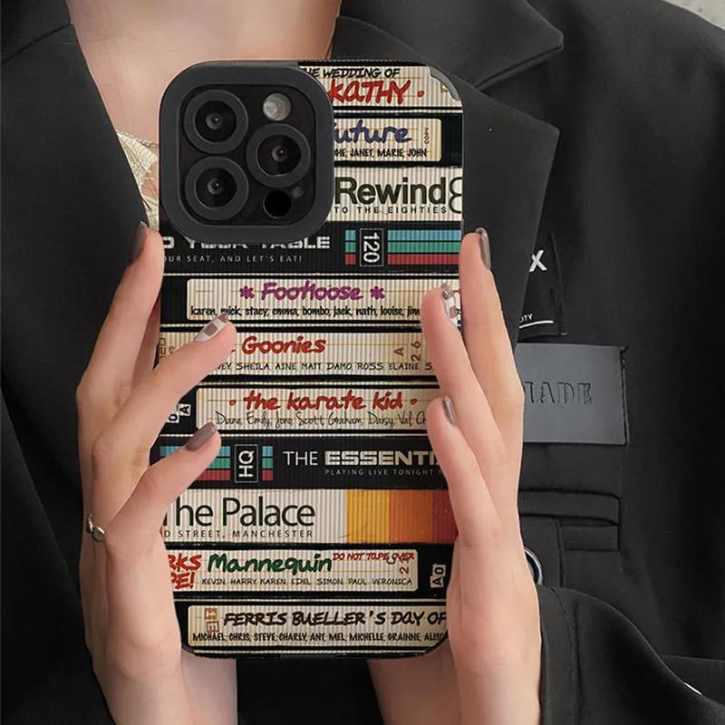 Fashion Art Letter Label Silicone Leather Case For iPhone 15 Plus 11 14 Pro Max 12 13 Mini X XS XR 7 8 SE Shockproof Full Cover