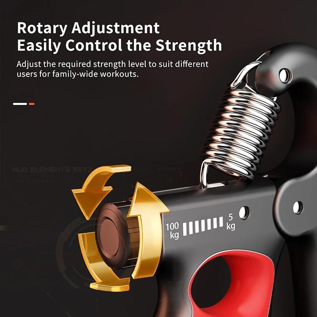 Allenatore di Forza della Presa, Rafforza Presa Mano con Resistenza Regolabile 5-100 kg(5-100 kg), Contatore Automatico, Design Ergonomico, Rafforza Avambracci