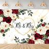 Elegant Floral Garland, Mr & Mrs Theme, Gold Background, Ribbon, Wedding Party Decoration, Backdrop, Photography Supplies2088