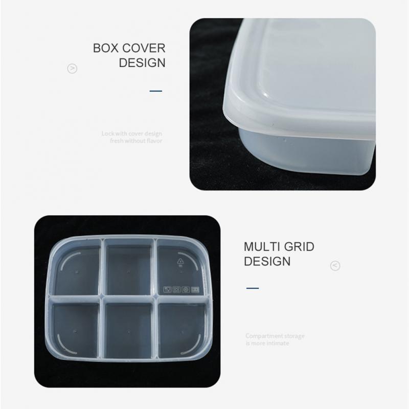 6 Grids Food Storage Box Compartment Refrigerator Freezer Organizer Kitchen Tool Fruit Vegetable Meat Fresh-Keeping Sealed Box