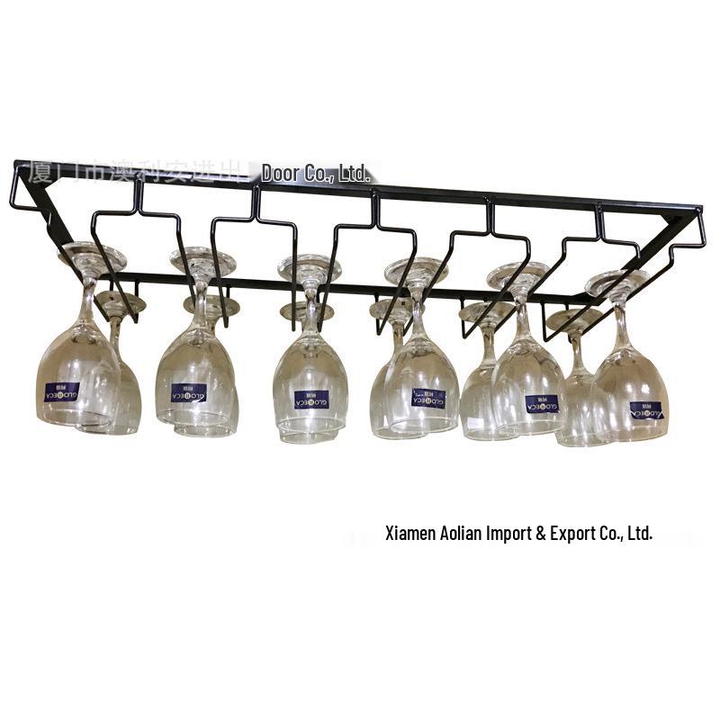 European Style Wrought Iron Hanging Wine Glass Rack for Home Cabinets