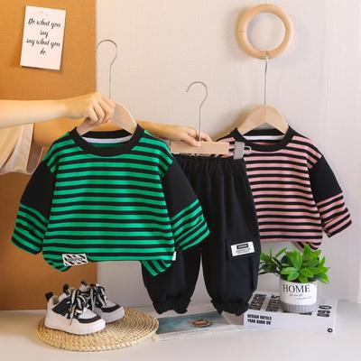 0-5-year-old Children's Long Sleeved 2-piece Set, Boys' Striped Hoodie+casual Pants Set, High-quality Clothes for Children