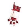 Red Plaid Dog Paw Christmas Stocking Holiday Gift Bag Decor